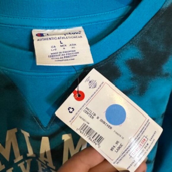 Miami University (Oxford, OH) Champion Tie-Dye Sweatshirt – Blue/Black – Size L - Picture 3 of 3